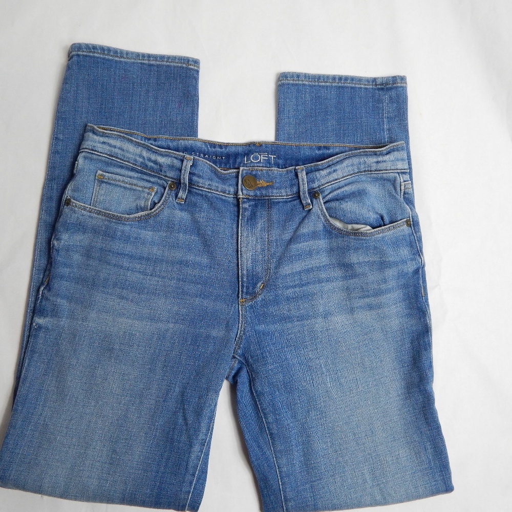 Loft Relaxed Straight Stretchy Jeans Light Wash 26
